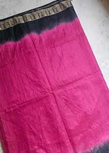 Pink &amp; Black Ship Print Saree