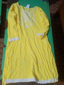 Yellow Embroidered Kurta