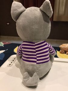Cute Wolf Plushie with Striped Shirt