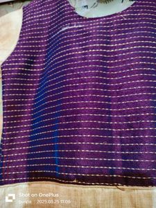 Golden And Violet Colour Ethenic Dress
