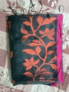 Elegant Black Floral Saree