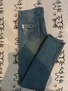 Unique Vintage Leopard Patch Jeans
