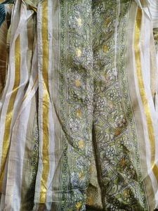 Stiff Pleats Gold Print Cotton Silk Saree