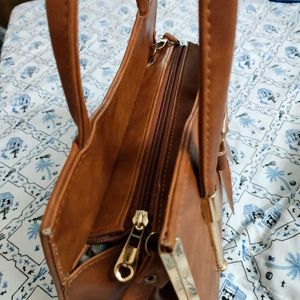 Brown Bow Accent Satchel