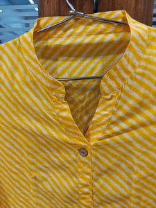 White And Yellow Long Kurta
