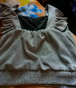 Women Shining Silver Top