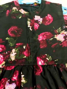 Black Floral Print Dress