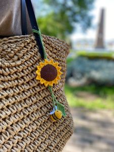 Crochet Sunflower Bag Charm