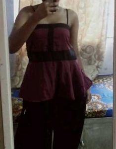 Maroon Fit and Flare Tube Top