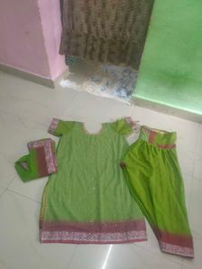 Olive Green Embroidered Salwar Kameez