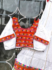 Garba Lehenga White