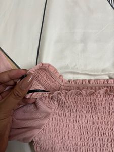 (Price Drop)H&amp;M pink smocked off the shoulder top