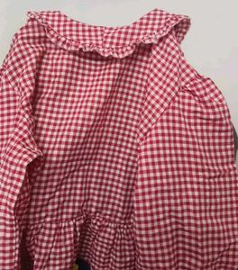Red Gingham Tie-Front Top