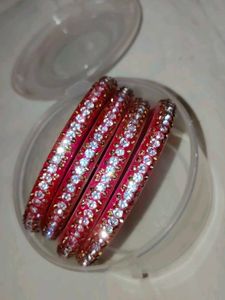 Red &amp; Crystal Bangles