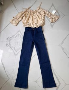 Cute Top and Jeans Set