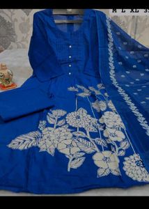 Digital Floral Blue Kurta Set.