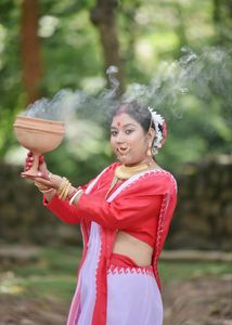 Bengali Saree,Red Border White Saree