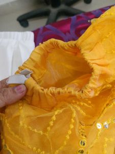 Yellow Embroidered skirt and white plazzo