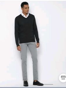 Allen Solly Gray V-neck Sweater