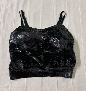 Sparkling Sequin Black Cami Top/ Blouse