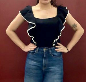 Black Square Neck Top