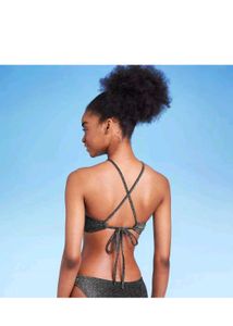 Imported Sparkly Black Halter Bikini Top