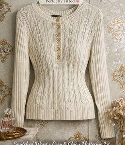 Cable Knit Button-Up Sweater