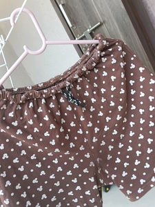 Printed Women Short With Brown Colour On It.