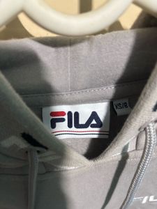 Fila Light Grey Cropped Hoodie