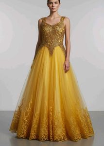 Gorgeous Yellow Ethnic Gown, With Bottoms & Dupatt