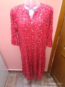 3xl Flared Red Floral Kurta