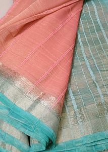 Elegant Pink & Blue Saree