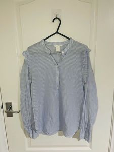 H&M Striped Ruffle Top