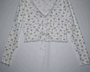 V-neck drawstring top