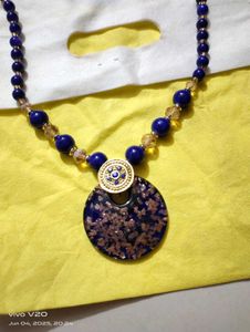 Statement Blue Beaded Necklace