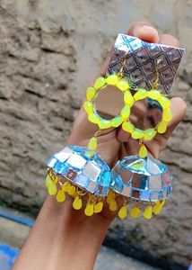 Mirror Jhumka Earrings