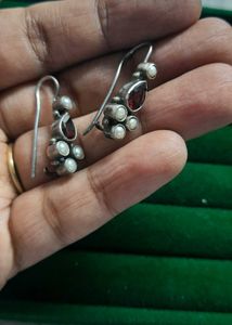 92.5 Silver Pearl & Gemstone Earrings