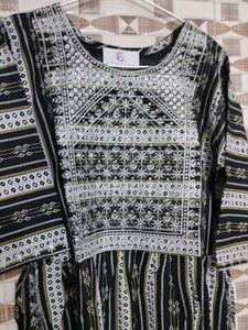 Elegant Black Printed Kurta Set