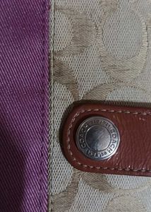 Coach Signature Canvas &amp; Purple Leather Wallet