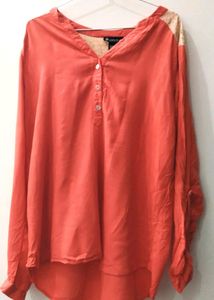 ORANGE HALF NETTED TOP