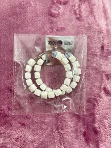White Round Earrings