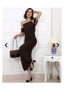 Elegant Brown Bodycon Midi Dress