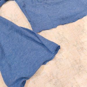💙 SHEIN Chic Blue Bell Sleeve Crop Top 💙