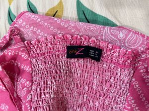 Pink Paisley Print Top