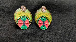 Elegant Golden Oxidized Designer Studs