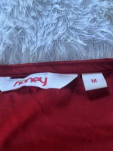 Red &amp; Patterned Wrap Top