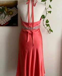 Coral Halter Midi Dress