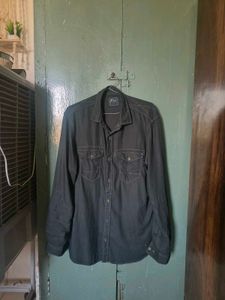 Double Pocket Black  Shirt