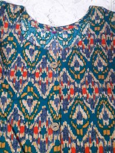 Patterned Button Down Tunic Dress