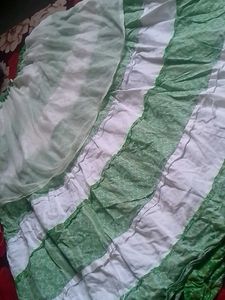 Green and White Designed Maxi Skirt